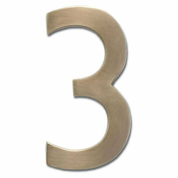 Perfectpatio Solid Cast Brass 5 in. Antique Brass Floating House Number 3 PE3321503